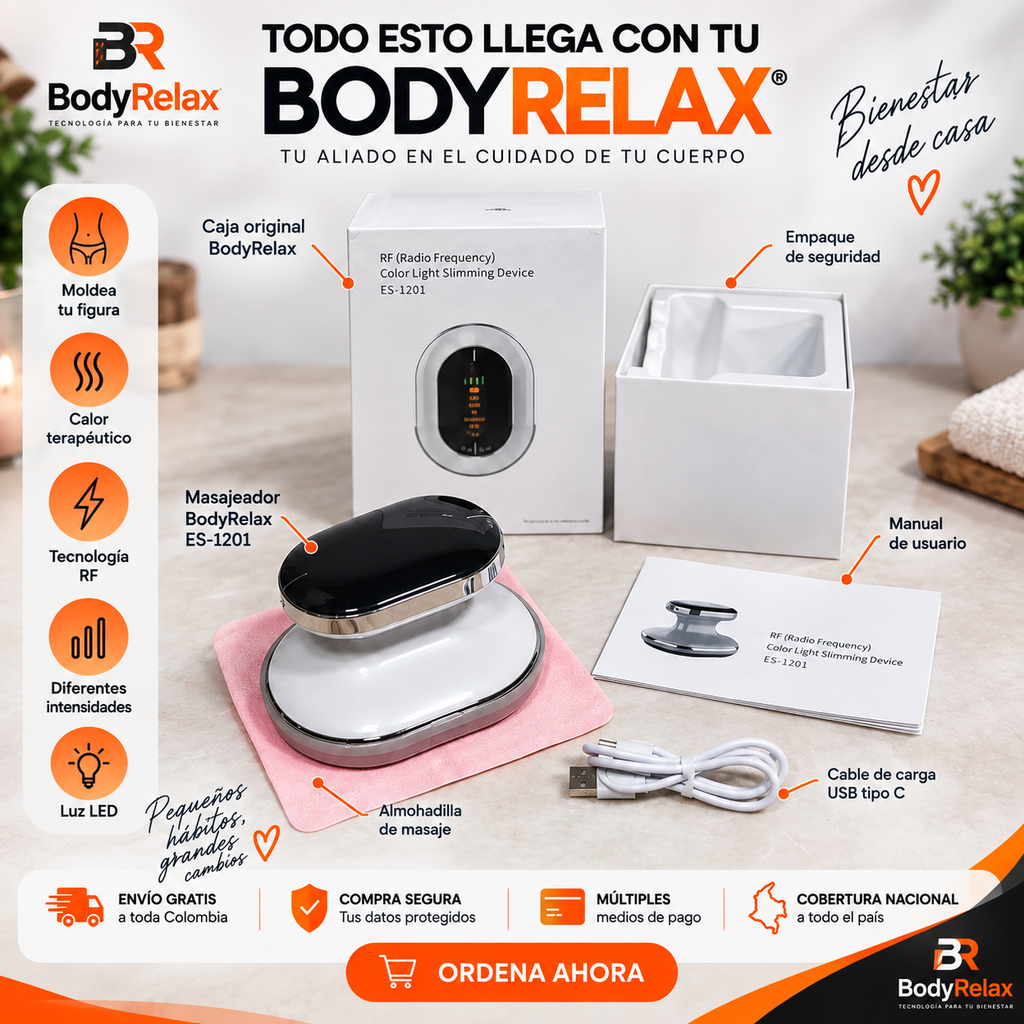 BodyRelax | Masajeador corporal EMS, radiofrecuencia, luz led, y cuidado de tu belleza